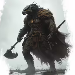the monster with the axe is carrying an ax
