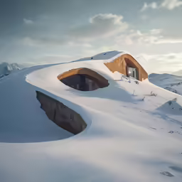 an unusual house built in the middle of a mountain
