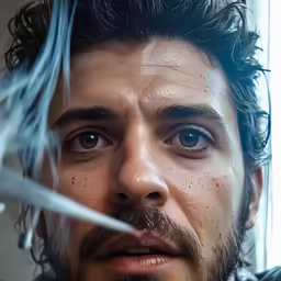 a man has a tooth brush in his mouth