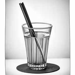 a glass with a spoon inside of it