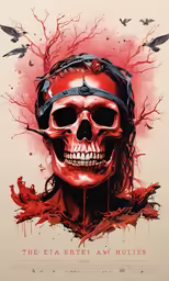 skull with glasses and blood splash in the background