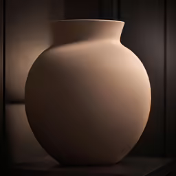 this vase is on display in the dark room