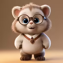 a cartoon character of a little mouse with glasses