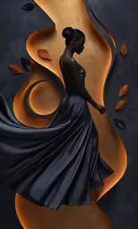 the woman is standing by some leaves