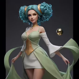 there is a woman that is wearing a dress and holding a ball