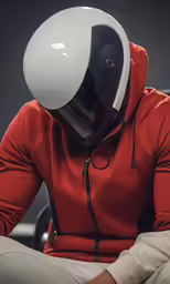 an image of a person in a helmet on a cell phone