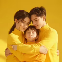the two kids are hugging in the same pose