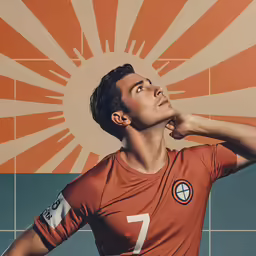 a man with his hands on his back and his hand behind his head