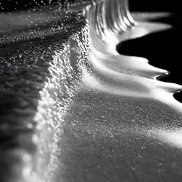 a row of curved benches with waves in the water