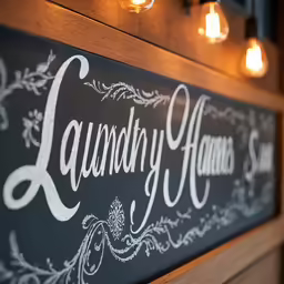 a sign that says laundry kitchen on it