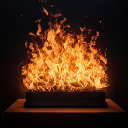 a large fire with flames blazing in the air