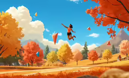 the cartoon is showing a boy flying high in the sky