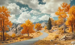 the dirt road goes into the autumn