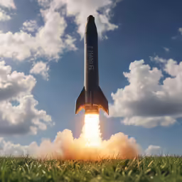 the spacex rocket is being launched on land