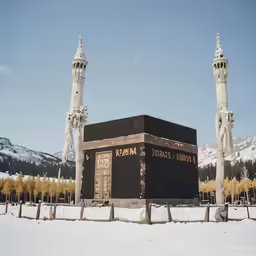 two towers with the name marava are surrounded by snow