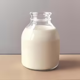 a bottle full of milk on a counter