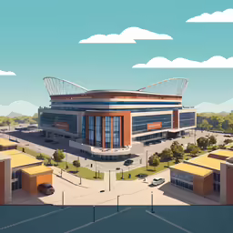 an artistic illustration of a stadium building