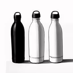 three water bottles stand in the same pattern as each other