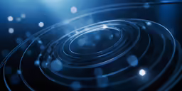 blue circles on a dark blue background with sunlight coming in