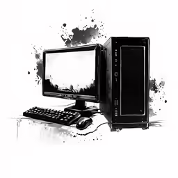 a computer with a computer monitor on it