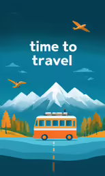 the bus has a sign reading time to travel