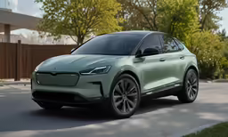 the electric car on a city street