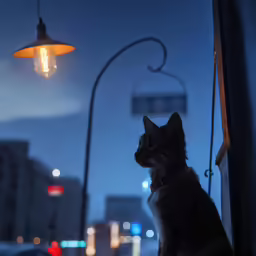 a grey cat sitting next to an open window