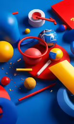 a picture of various toys on the ground