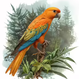 the colorful parrot has many different colors and patterns