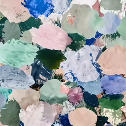 a large mixture of paint chipping together in an abstract arrangement