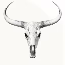 a long horn head with an intricately designed design