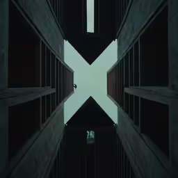 a person walking through a large concrete structure