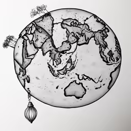 the world is drawn by hand on a sheet of paper