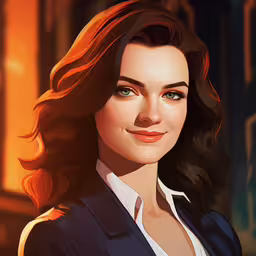a girl with green eyes and brown hair,an artistic painting of a smiling woman