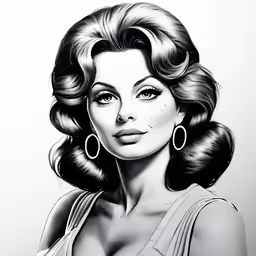 the painting shows a woman in a dress with large hair