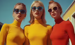 a group of women in yellow shirts posing for the camera