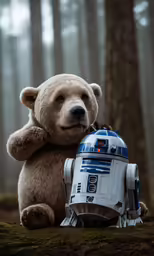 a teddy bear holding a star wars character