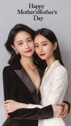 two young asian girls hugging their arms while wearing black and white,two woman hugging while posing for the camera