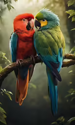 a couple of birds sitting on top of a tree