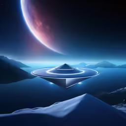 there is a computer artwork that resembles a spaceship