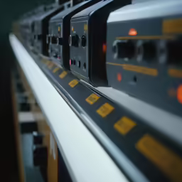 a row of different types of electrical boxes
