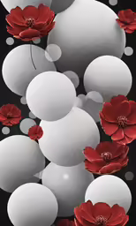 red and white flower art in an artistic composition