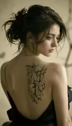 a beautiful young woman with long black hair
