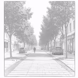 a photo of the street with cars driving down it