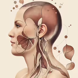 a woman with flowers on her body has a flower in her hair