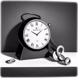 an alarm clock sitting on top of a white table