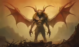 a monster with large horns and long arms