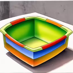 three different colored trays on a table