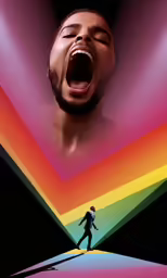 a man screaming while standing in a doorway