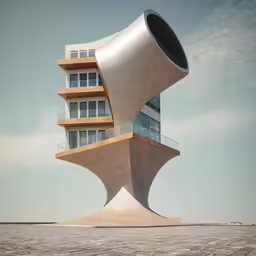 there is a very tall building in the middle of the desert